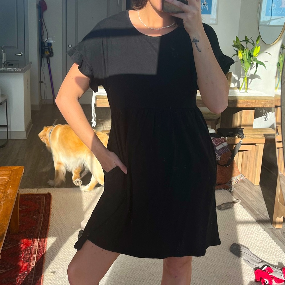 Casual black cotton dress